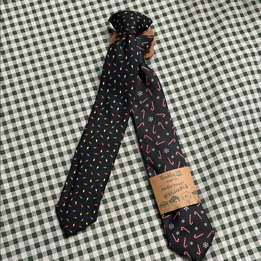 Two Wembley Christmas Boys Clip-on Ties -